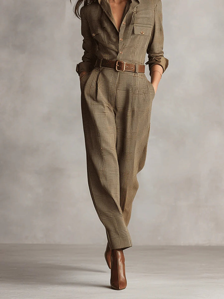Corenne - Elegant Plaid Jumpsuit